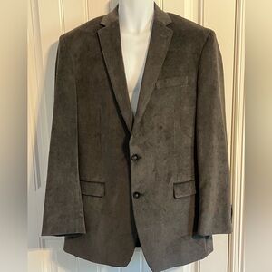 #7606. Calvin Klein Men's Two-Button Gray Cordouroy Blazer. Size 42L